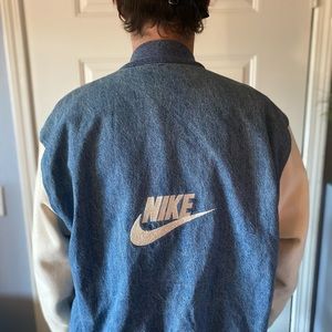 Vintage 90’s Nike Denim Letterman Jacket! 🔥🔥🔥